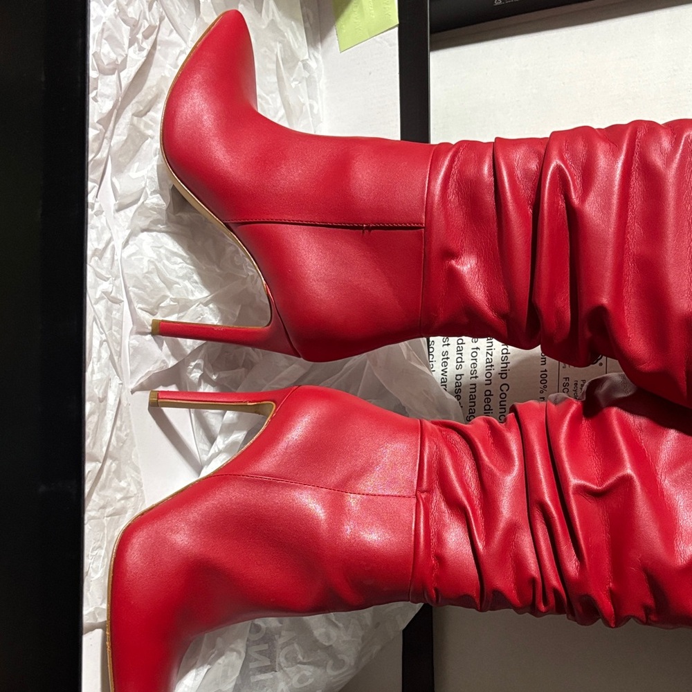 Red Knee-High Boots - Picture 4 of 6